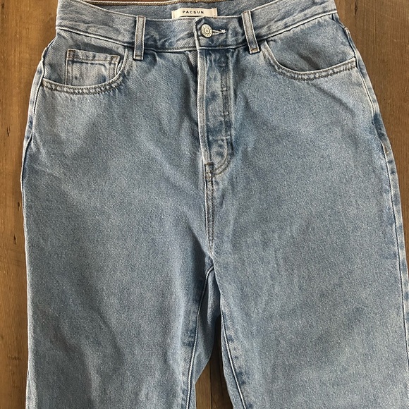 PacSun High Rise Straight Leg Jeans Raw Hem Button Fly Light Wash Size 27 - Picture 6 of 12